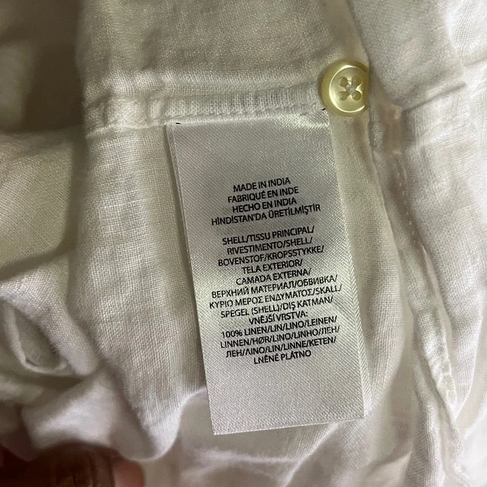 Polo Ralph Lauren Mens XL White 100% Linen Short Sleeve Button Down Shirt